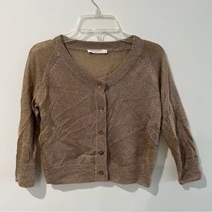 Girls Cropped Gold Cardigan